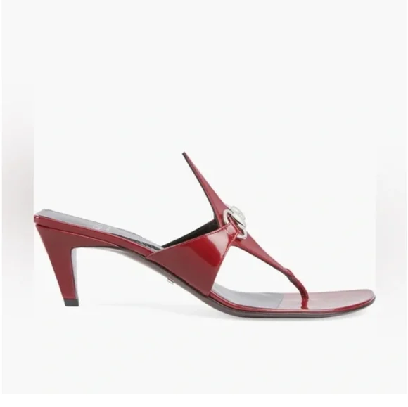 Gucci sandals slides red with horsebit silver hardware